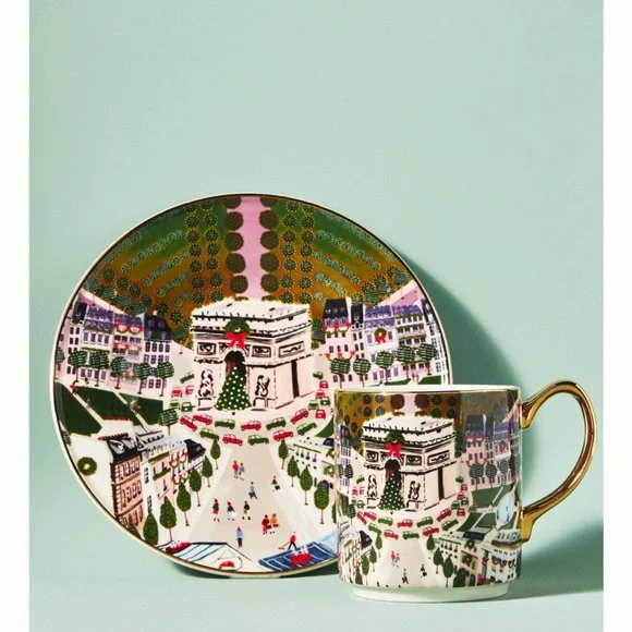 Anthropologie Holiday In Paris Dessert Plate - Picture 2 of 4